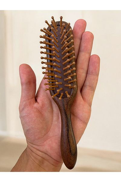 Attariye 19 cm Women's Scalp Massage Brush - Natural Hair Opener, Wooden Toothed Brush Af-102