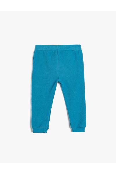 Koton Pantaloni de trening cu textura din bumbac - Model de baza cu cravata in talie