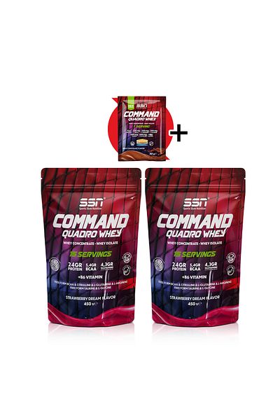SSN Sports Style Nutrition Command Quadro Whey - 900 Gr 30 Chassis Strawberry Combo (15X2 Doypacks)