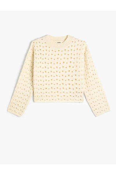 Koton Openwork Knitwear Sweater - Round Neck