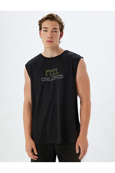 Koton Crew Neck Sports Tank Top - Slogan Printed
