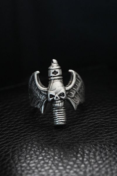 E BULURUM Adjustable Winged Skull Men's Ring