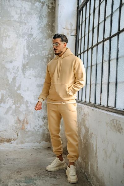 BayBayan Ανδρικό Oversize Basic Υψηλής Ποιότητας Αθλητικό Μοντέλο Σετ Φόρμας