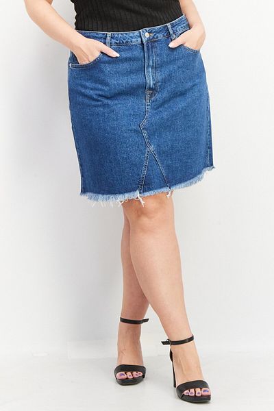 NA-KD Women Washed Denim Mini Skirt, Blue