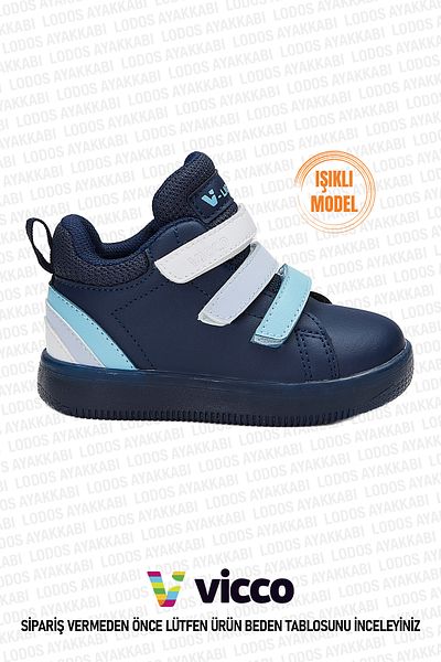 Vicco Rainbow Model Lighted Comfortable Baby Boy and Kids Boots Navy Blue