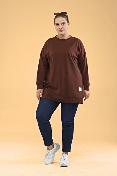 Ferace Women's Large Size Hijab Two Thread Mother Tunigi Brown