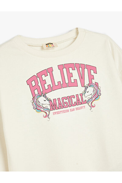 Koton Φούτερ με μακρυμάνικο ράστερ με στάμπα Unicorn - Crew Neck