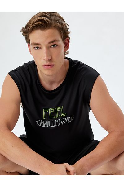 Koton Sport-Tanktop mit Rundhalsausschnitt und Slogan-Aufdruck
