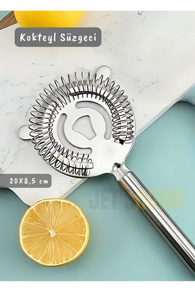 Jet's Home Stainless Cocktail Strainer - Steel Bar, with Hanging Hole, Barkeeper, 20X8.5 cm