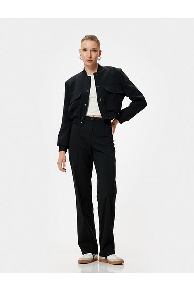 Koton Standard Waist Ribbed Detailed Palazzo Pants
