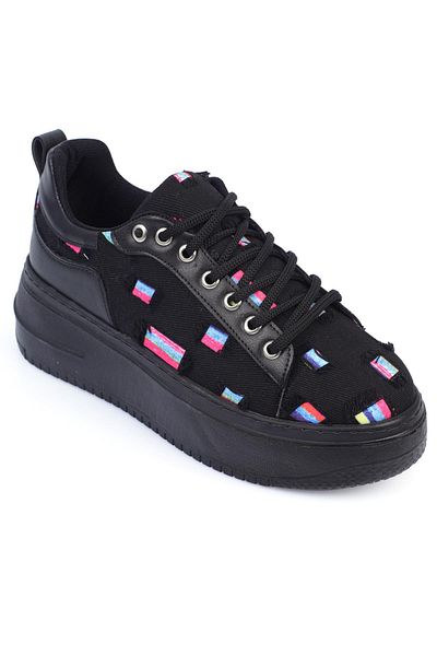 ShoeTek Adidași Mirella Black Denim - Piese cu șireturi și colorate