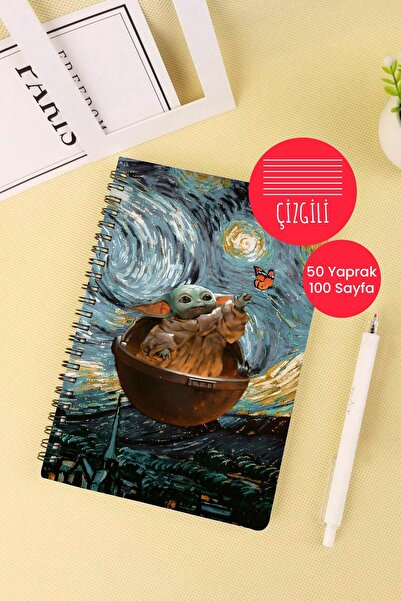 Anime Marketi دفتر مدرسي بحلقة A5 من Grogu، 50 ورقة، 100 صفحة - مسطر