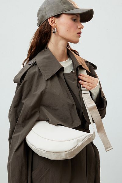 Manuka Beige Lexa Metal Buckle Crossbody Bag