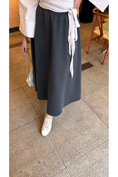 Tesettür Diyarı Anthracite Women's Winter Scuba Long Skirt