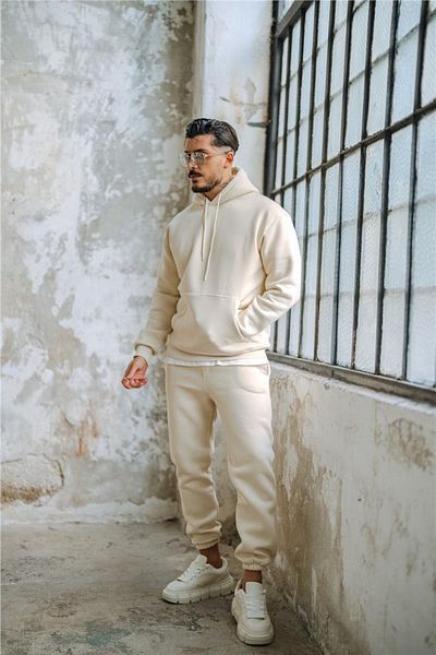 BayBayan Ανδρικό Oversize Basic Υψηλής Ποιότητας Αθλητικό Μοντέλο Σετ Φόρμας