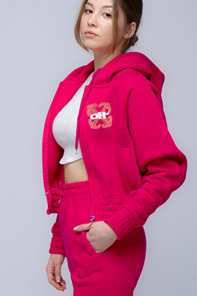 C&C OKULCUNUZ Σετ αθλητικής φόρμας από βαμβακερό χοντρό ύφασμα - πίσω εμπριμέ λευκό | 3 νήματα