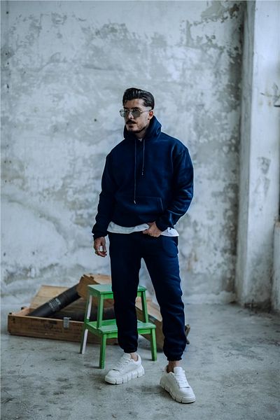 BayBayan Ανδρικό Oversize Basic Υψηλής Ποιότητας Αθλητικό Μοντέλο Σετ Φόρμας