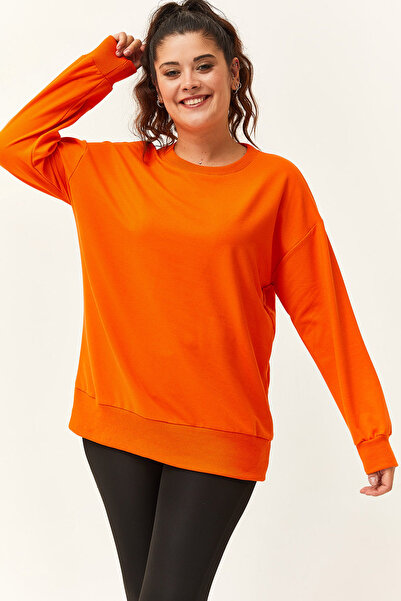 Ebsumu Plus Size Women's - Orange Basic Sweatshirt