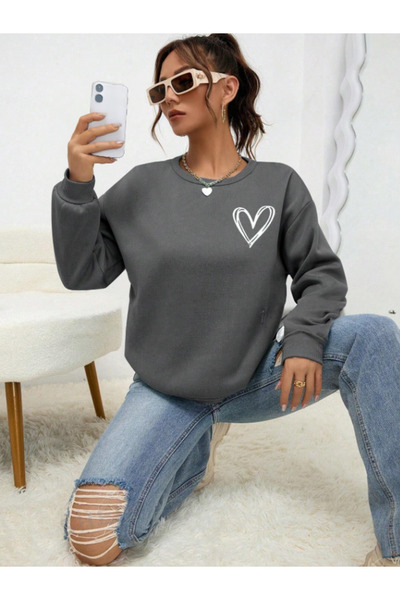 Fun Fashion Hanorac unisex, supradimensionat, din bumbac gros, cu imprimeu in...