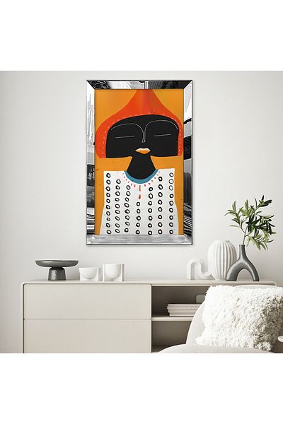 Zevahir Mobilya Dekorasyon Pictură MDF unică cu desen abstract modern, roșu, negru, alb, cu cadru din plexiglas cu oglindă argintie