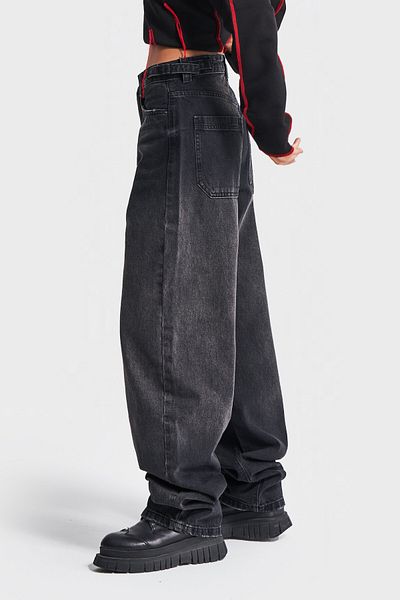 its basic Γυναικείο σκούρο καπνιστό χρώμα Lotus 18w41 Super Baggy Fit τζιν