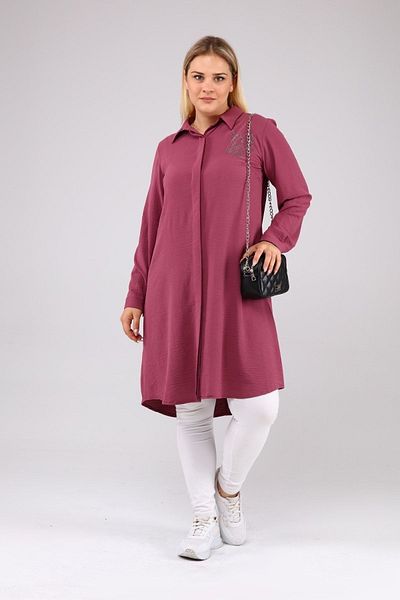 Ferace Plus Size Leaf Patterned Women's Shirt Tunic