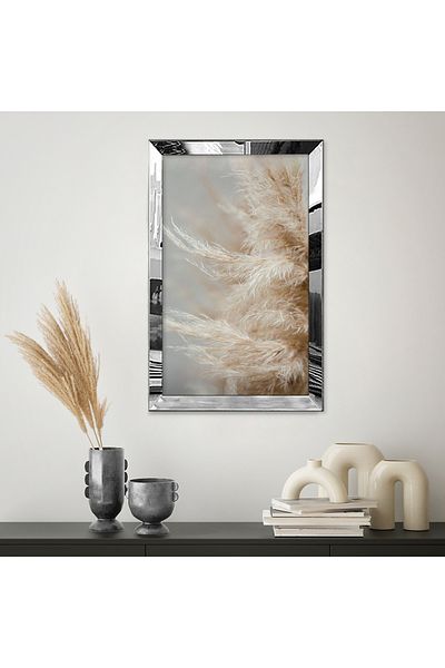 Zevahir Mobilya Dekorasyon Rama din plexiglas cu oglinda argintie, galben auriu, gri, elegant, minimalist, desen abstract, pictură unică MDF
