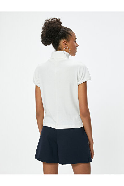 Koton Μπλουζάκι με ζιβάγκο με κοντό μανίκι με λεπτή υφή