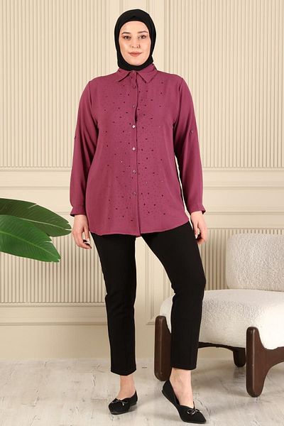 Ferace Women's Hijab Clothing Large Size Tunic Shirt Stone Balanced