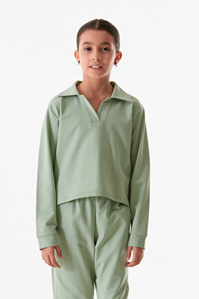 Fulla Moda Basic Polo Collar Elastic Waist Girl's Suit