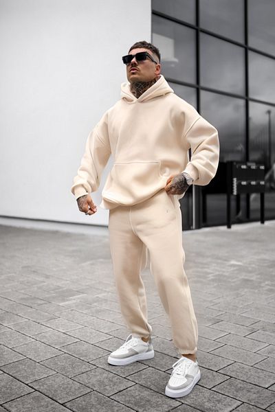 BayBayan Ανδρικό Oversize Basic Άνετο Σετ Φόρμας Καλής Ποιότητας Κατάλληλο για Αθλητικά και Καθημερινή Χρήση