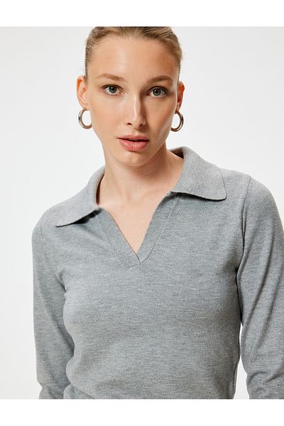 Koton Long Sleeve Polo Neck Knitwear Sweater