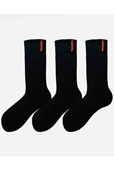 Çorabistaan 3 Çift Siyah Kışlık Termal Bambu Erkek Havlu Soket Çorap Yüksek K...