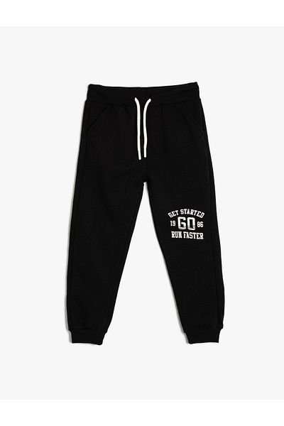 Koton Jogger Sweatpants College Print Λεπτομερής δεμένη μέση