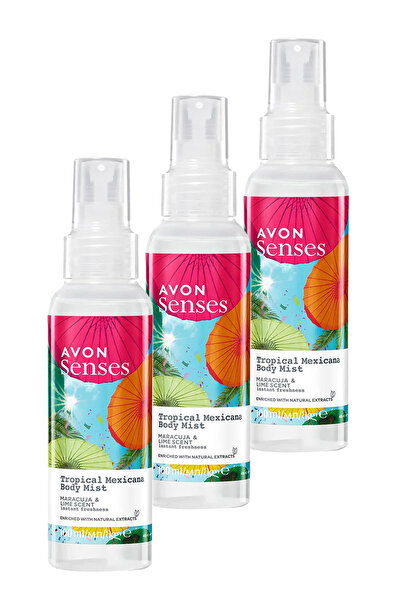 AVON Tropical Mexicana Çarkıfelek ve Limon Kokulu Vücut Spreyi 100 Ml. Üçlü Set
