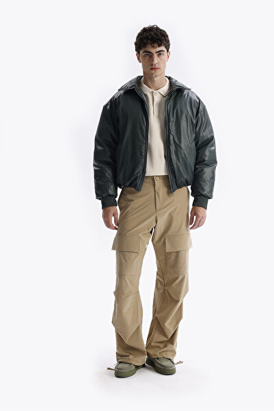 GIESTO سترة جلدية كاكي قابلة للنفخ