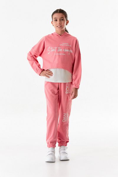 Fulla Moda Text Printed Hooded Jogger 3-Piece Girl's Set