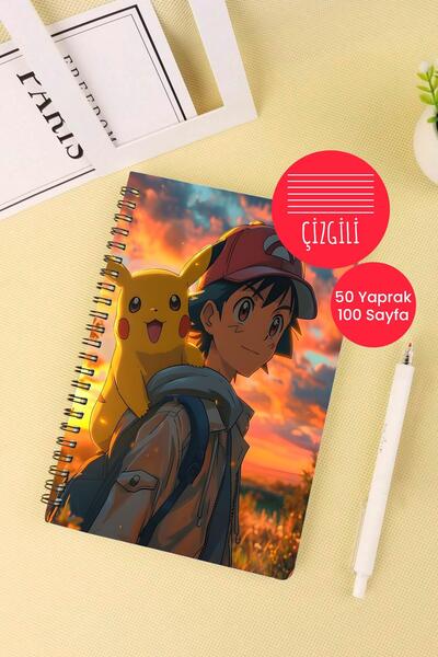 Anime Marketi دفتر ملاحظات مدرسي حلزوني حلزوني مقاس A5 بطابع بوكيمون 50 ورقة ...