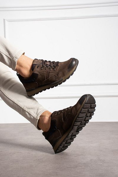 AlbiShoes Ανδρικά παπούτσια από γνήσιο δέρμα, αντιολισθητική σόλα, ανθεκτική στο νερό, χειμερινά ανατομικά παπούτσια πεζοπορίας εξωτερικού χώρου