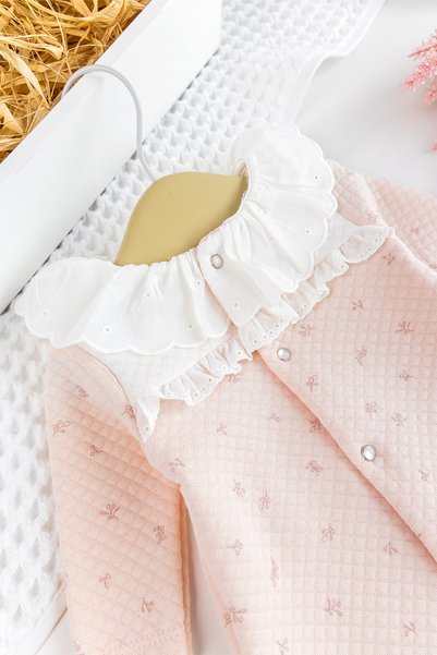 Babymod Baby Girl Rompers with Ruffle Collar and Floral Booties
