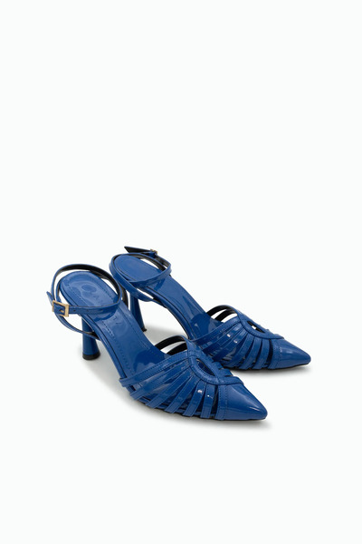LAMİNTA İzabel Saks Mavisi Bilekten Bağlama Toka Detaylı Kadın Topuklu Ayakkabı