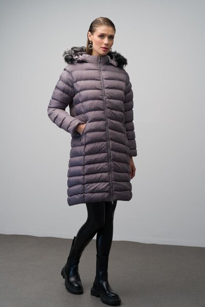 Olcay Odnímatelný kabát s kapucí Puffer Coat Grey 6401