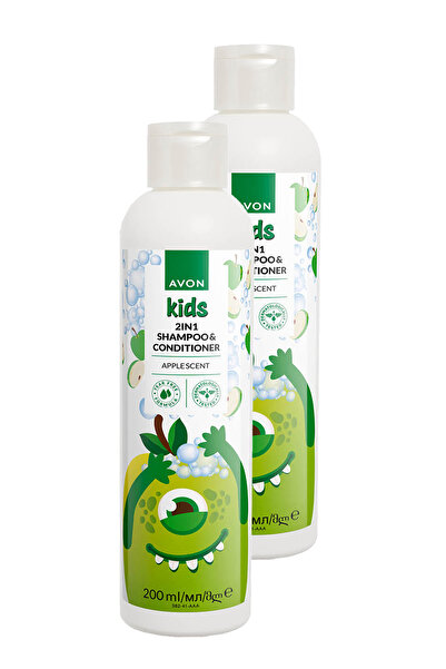 AVON Kids 2 si 1 Arada Çocuklar İçin Elma Kokulu Şampuan ve Saç Kremi 200 Ml. İkili Set