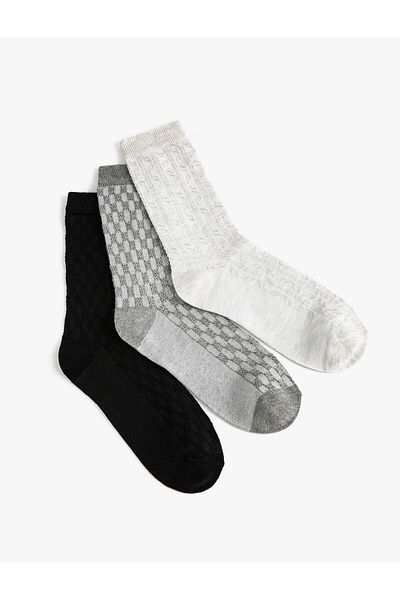 Koton 3-Piece Socks Set Geometric Patterned Multicolored