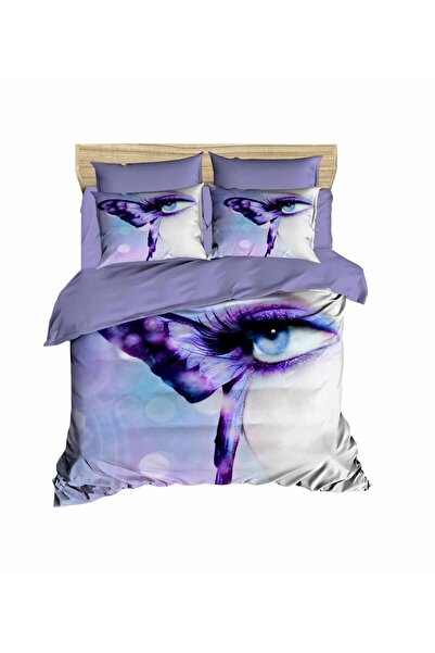 Fabeteks Women & Butterfly 3D Double Duvet Cover Set