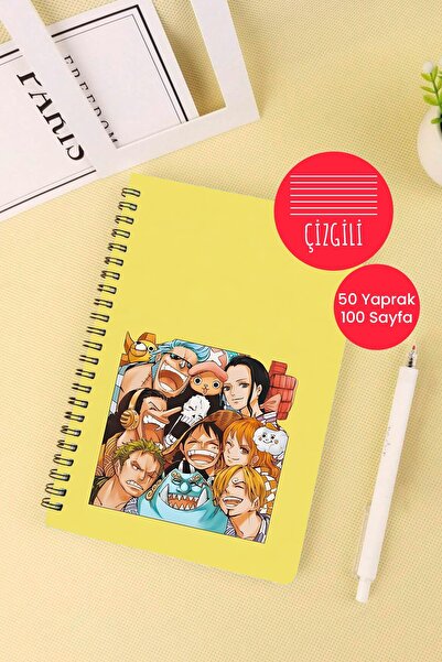 Anime Marketi قطعة واحدة من دفتر المدرسة ذو الطابع الأنمي A5، 50 ورقة، 100 صف...