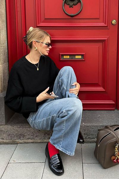 Seeh Pulover oversize negru din tricotaje - Decolteu SH173