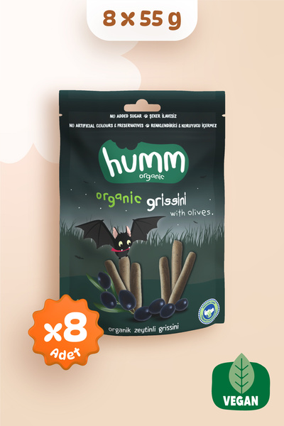 Humm Organic Organik Vegan Zeytinli Grissini Atıştırmalık Paketi - 8 adet