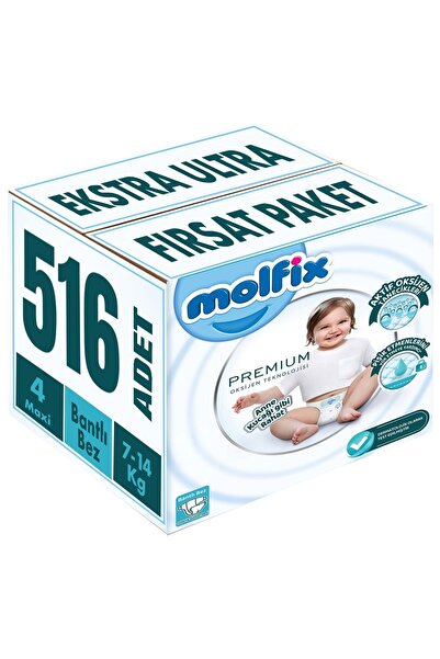 Molfix Premium Baby Diaper Size:4 (7-14kg) Maxi 516 Pieces Extra Ultra Fırsat Pk
