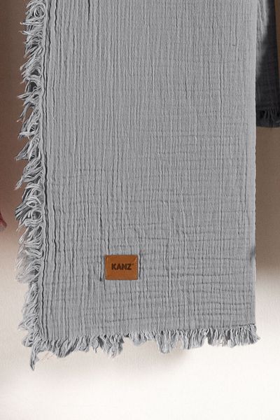 Kanz Gray 2 Layer 100% Cotton Muslin Baby Blanket - 100X120